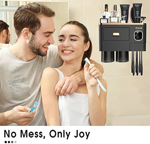 iHave Toothbrush Holders Bathrooms Wall Mount Toothpaste Dispenser & 2 Cups - Image 6