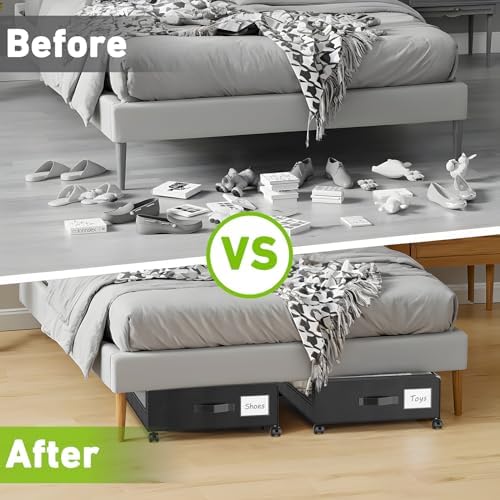 Beborxue Under Bed Storage with Wheels, 2-Pack, Black - Image 6