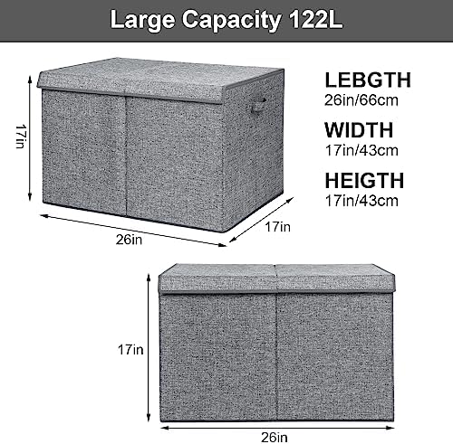 122L Large Toy Box Chest Storage with Lid, Collapsible Kid Toy Storage - Image 4