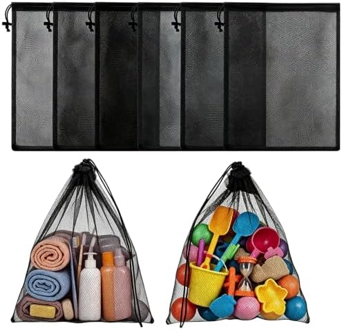Mesh Bags Drawstring Laundry Beach Pool Toy Bag 13.8×15.7 inch by ROOKEA