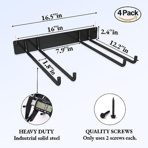MOOMSINE Folding Chair Storage Rack Wall Mount, Garden Tool Hanger for Garage Organization, Patio, Beach & Camping Chairs Organizer Hooks, Holds 480 lbs - 4 Pack - Image 3