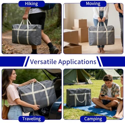6 Pack Moving Bags, Sturdy Packing Bags with Handles, Zippers - Image 6