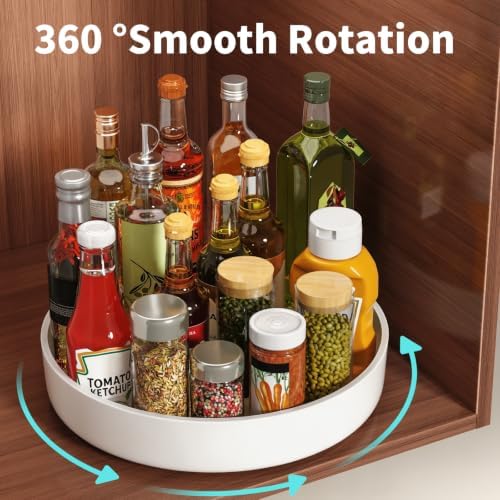 11.8" Lazy Susan Organizer for Cabinet, Turntable Spice Rack with Non-Slip Base & Raised Lip, Pantry Organization and Storage, Kitchen, Fridge, Makeup Vanity, Bathroom Countertop, Under Sink - Image 2