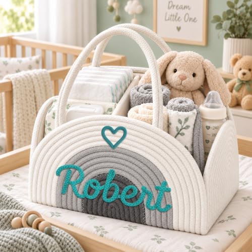 Personalized Diaper Caddy Organizer Custom Baby Storage Basket - Image 2