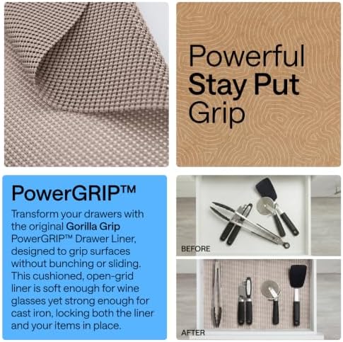 GORILLA GRIP powerGRIP Drawer Shelf and Cabinet Liner, 24"x20', Beige - Image 3