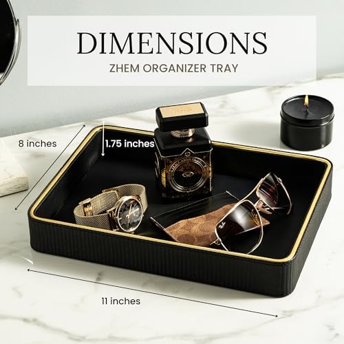 Leather Cologne Organizer Valet Tray for Men| Mens Valet Catch All Tray Key Basket| Leather Organizer Catchall - Image 3