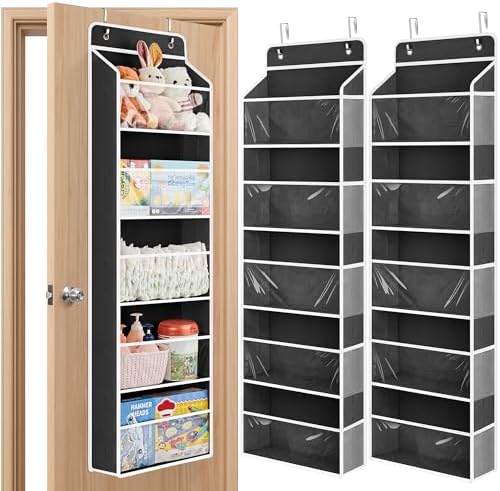 JARLINK Over The Door Toy Storage Organizer w/Clear Window, Black, 2 Pack by JARLINK