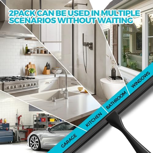 ALFLOD 2pcs Shower Squeegee for Glass Doors with Adhesive Hanging Hook Set - Image 2