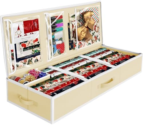 Simple Houseware 41.5" Wrapping Paper Organizer, Fits 40 Rolls, Beige by SimpleHouseware