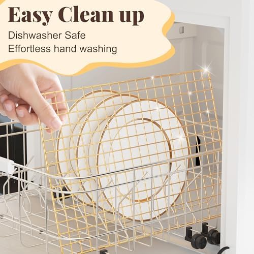 2 PCS Grid Wire Baking Cooling Racks, 10" x 15", Gold - Image 4