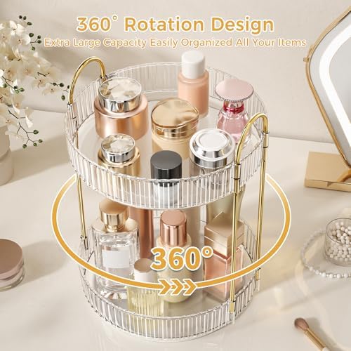 360° Rotating Makeup Organizer, Large Capacity Skincare & Cosmetics Storage - Image 3