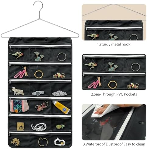 Bloss Hanging Jewelry Organizer With Pockets Double-Size For Earring Jewelry Storage - Image 5