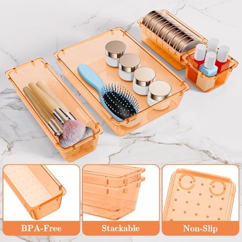 SpaceHacks 25 PCS Plastic Drawer Organizer, 4-Size Versatile Organizer Trays & storage Bins - Image 3