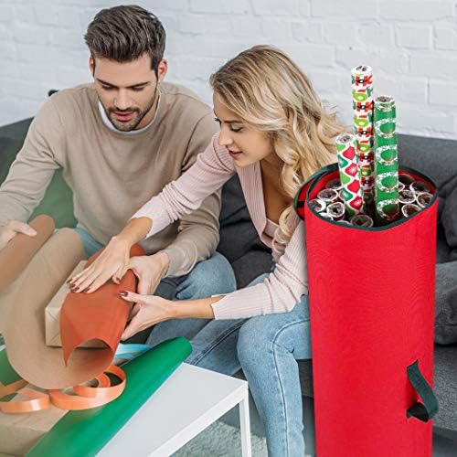 Wrapping Paper Storage Bag | Wrapping Paper Organizer Under Bed for Storing Multiple Rolls of Gift Wrap, 40” Length Container Constructed of Durable 600D Oxford Material (Red) - Image 6