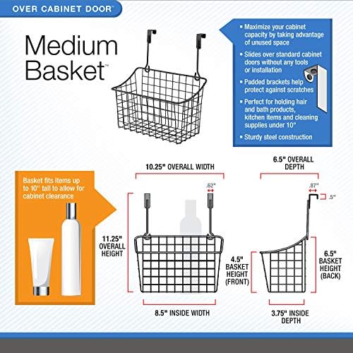 Spectrum Hanging Baskets - Medium Bronze Grid Over Cabinet Wire Basket, Kitchen & Bathroom Door Storage Organizer, Ideal for Cleaning Supplies, Washcloths, Hand Towels (Pack of 6) - Image 5