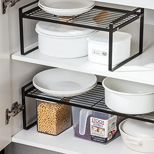 Cabinet Shelf, 20" Kitchen Counter Shelf, Metal Wire Stackable Cupboard Spice Rack, Space Saving Countertop Orgainzer and Storage Rack Shelves for Kitchen Pantry Bathroom - Image 6