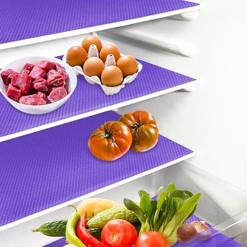 10Pcs Refrigerator Liners, Washable Fridge Liner Shelf Mats Refrigerator Pads for Cupboard Cabinet Drawer Home Kitchen Accessories Organization (Purple) by Daixers