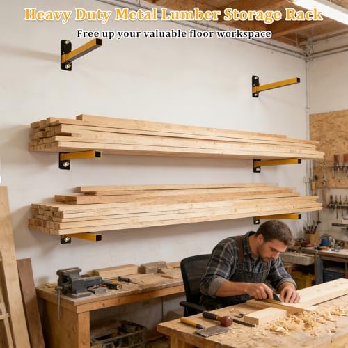Lumber Storage Rack Heavy Duty Wall Mount Storage Shelves Sturdy Garage Shelving Freestanding Metal Firewood Rack DIY friendly Wall Storage for Indoor & Outdoor - Image 2