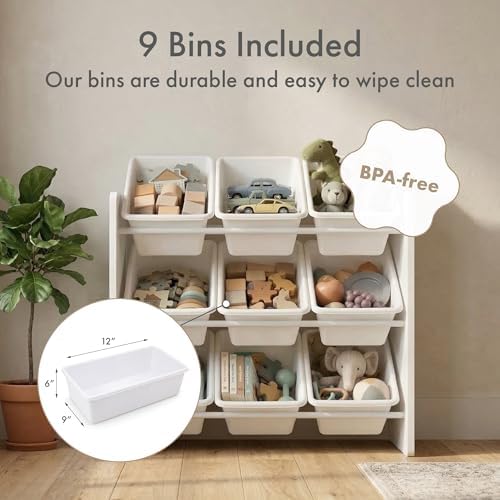 Humble Crew Kids Toy Organizer with 9 Bins, 3 Tier Storage for Playroom - Image 4