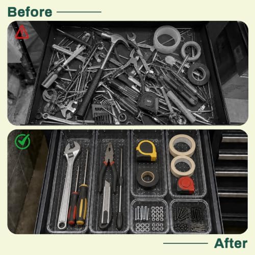 6 PCS Clear Plastic Drawer Organizers Set Storage Trays - Image 6