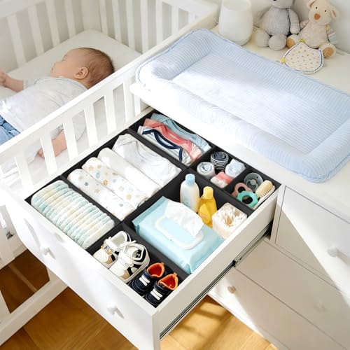 DIMJ Drawer Organizer Clothes, 26Pack Dresser Organizer, Foldable Closet Organizers and Storage, Fabric Dresser Bins, Drawer Dividers for Nursery, Baby Clothes, Underwears, Sock,Black - Image 3