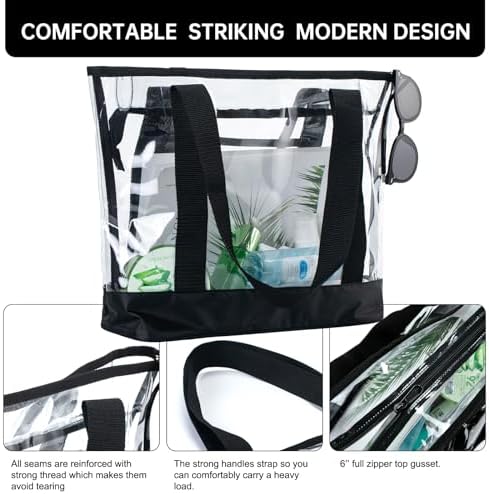 BORMELUN clear tote bag,Purse handle with zipper for work plastic transparent see through women - Image 6