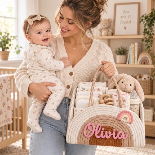 Personalized Diaper Caddy Organizer Custom Baby Storage Basket - Image 4