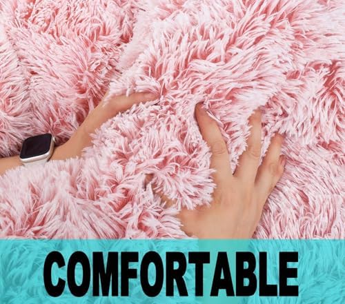 Fluffy Stuffed Animal Storage Bean Bag Chair Cover (No Filler), Faux Fur Comfy Bean Bag Cover for Organizing Plush Toys or Textile, for Adults Teens Kids Girls,Dusty Pink - Image 6