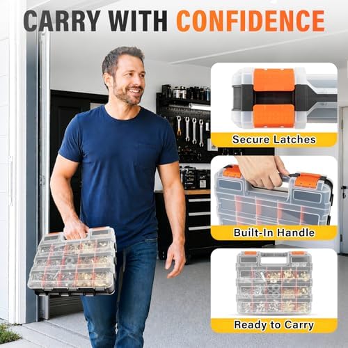 DIYSELF Screw Organizer, Double-Sided 34-Compartment Small Parts Organizer - Image 5