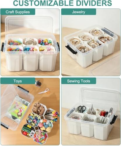 NUMIFUN 17QT Clear Storage Bins with Lids & Dividers for Crafts - Image 4