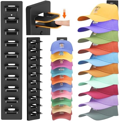 Lifewit Wall-Mounted Hat Organizer, 20 Baseball Caps Storage with Clamps by Lifewit
