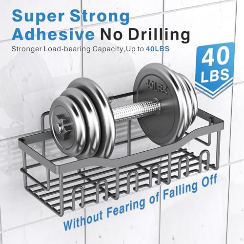 Shower Caddy 5 Pack,Adhesive Shower Organizer for Bathroom Storage&Home Decor&Kitchen,No Drilling,Large Capacity,Rustproof Stainless Steel Bathroom Organizer,Shower Shelves for Inside Shower-Larger - Image 4