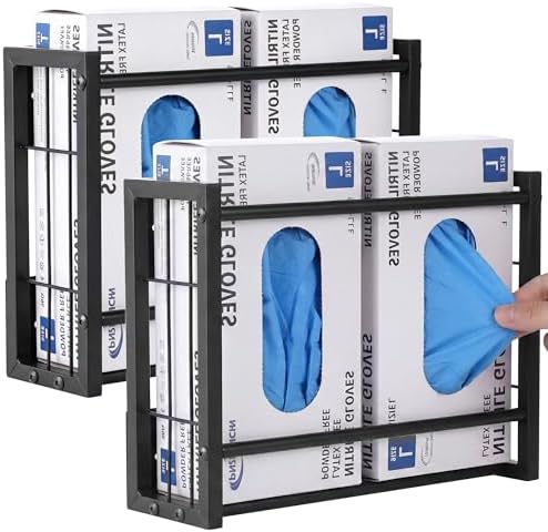 2 Pack Magnetic Glove Box Holder Holds 4 Boxes, Wall & Fridge Mount by CANDCO