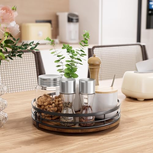 LAMU 2 Pack 9'' 10'' Lazy Susan Turntable Organizer for Cabinet, Round Wood Lazy Susan for Table Top, Countertop, Pantry, Spice, Bathroom Vanity, Coffee, Decor - Image 3