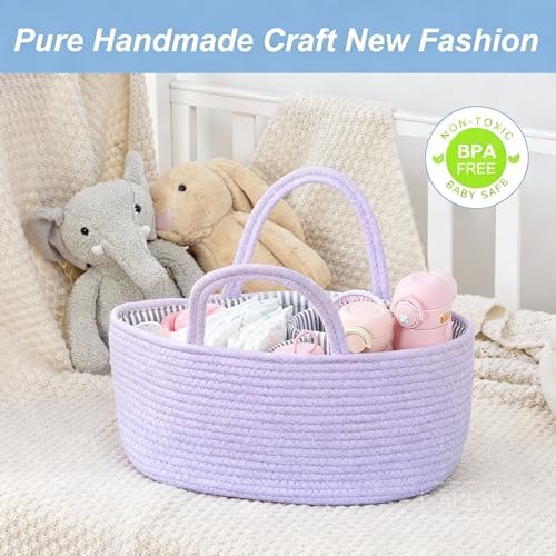 DUHEL Diaper Caddy Organizer with Handle(Purple) - Image 4