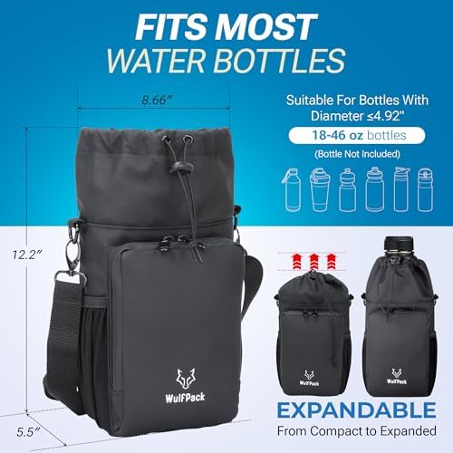 WulfPack Magnetic Gym Bag, Magnetic Bottle Bag, Water Bottle Carrier Holder with Large Phone Pockets, Large Pockets, Gym Bag, Work, and Sports (Black) - Image 3