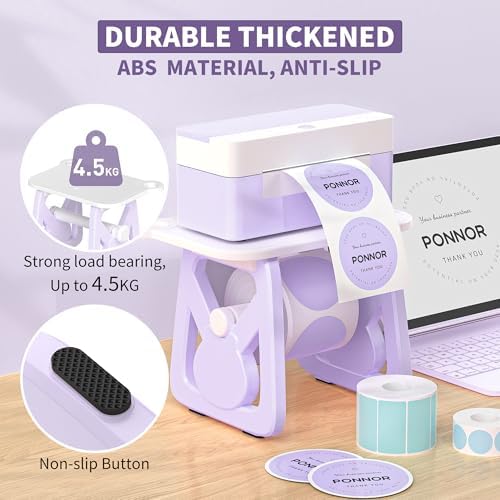 PONNOR Label Holder for Rolls and Fanfold Labels, Thermal Sticker for Desktop Printer, Fragile Stickers for Shipping, Label Stand Accessory Supplies for Home, DIY, Office, Small Business(Purple) - Image 5