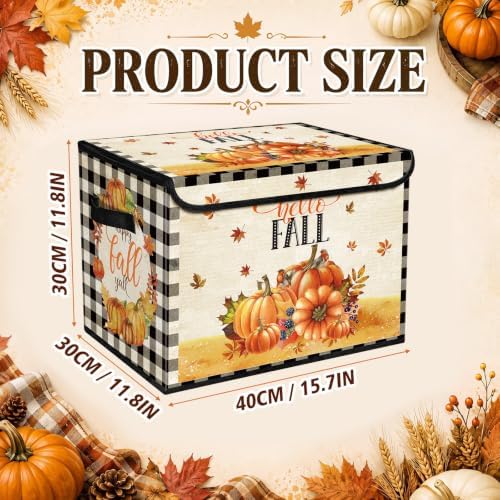 Briwooody Fall Pumpkin Storage Bin with Lid and Carrying Handle Storage Box - Image 2