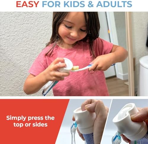 Chrome Cherry SqueezMe EasyPump Toothpaste Dispenser Cap, No-Mess Dispensing for Kids and Adults, Easy Installation, Fits Most Standard Tubes Up to 230g, White, 1-Pack - Image 6