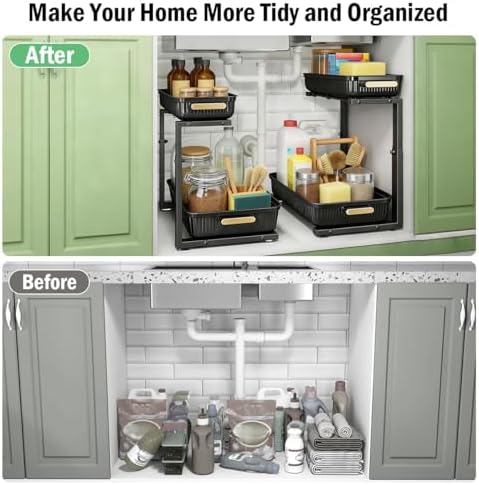 ARSTPEOE Under Sink Organizer - 2 Pack Multi-Purpose Pull-Out Storage Shelf - Image 5