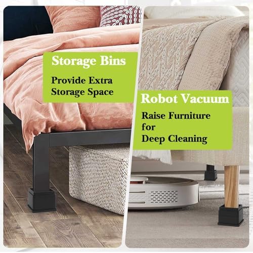 4 Pack Furniture Risers 3 Inch, Adjustable Bed Risers Heavy Duty for Table Desk Couch Chair Sofa Cabinet Bed Frame Dorm, Square Stackable Table Leg Risers Lift Height 1", 2” or 3", Black - Image 5