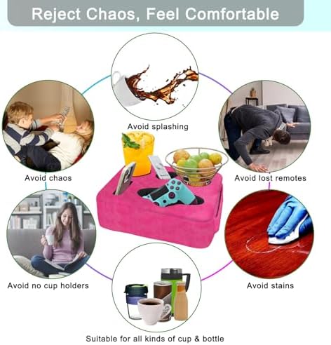 Couch Bed Cup Holder Pillow, Nisdoing 5 Hole Couch Drink Holder! Keep Drinks Hand Side and KeepTemp, Prevent Spills and Use Anywhere. Cup Holder for Couch, Bed,Camping,RV,Car,Beach.Pink - Image 6