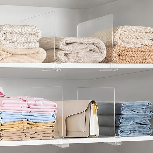 HBlife 12 Inches Tall [Extra Tall Version] Clear Shelf Dividers, 6 Pack Purse Organizer for Closet Perfect for Sweater, Shirts, Handbags, Acrylic Adjustable Bookshelf for Organization - Image 6