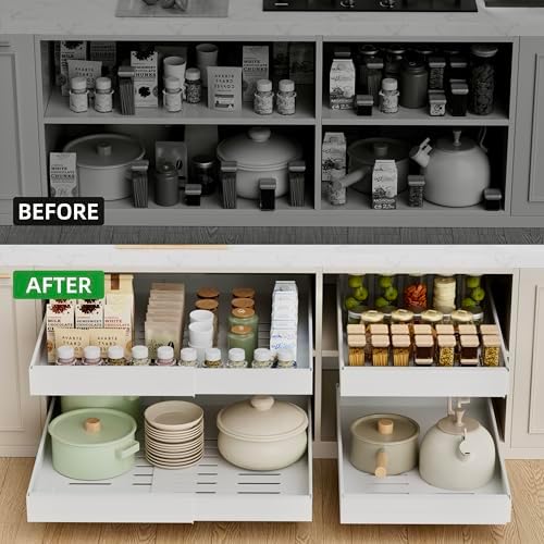 PAKETA 4 Pack Expandable Pull Out Cabinet Organizer,21" Deep - Image 3