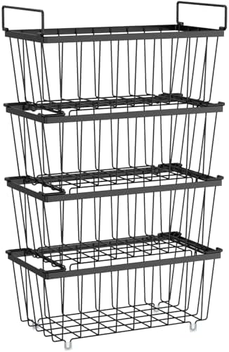 iSPECLE Freezer Organizer Bins - Small Storage Baskets for 7 Cu.Ft, 4 Pack by iSPECLE