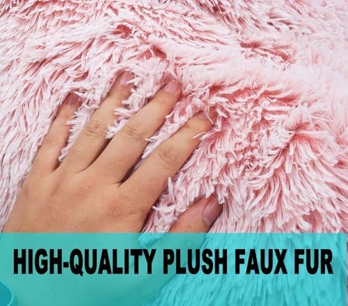 Fluffy Stuffed Animal Storage Bean Bag Chair Cover (No Filler), Faux Fur Comfy Bean Bag Cover for Organizing Plush Toys or Textile, for Adults Teens Kids Girls,Dusty Pink - Image 6