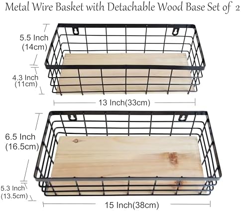 ShabbyDecor Metal Wire Basket for Kitchen Cabinets,Pantry,Bathroom,Set of 2 - Image 2