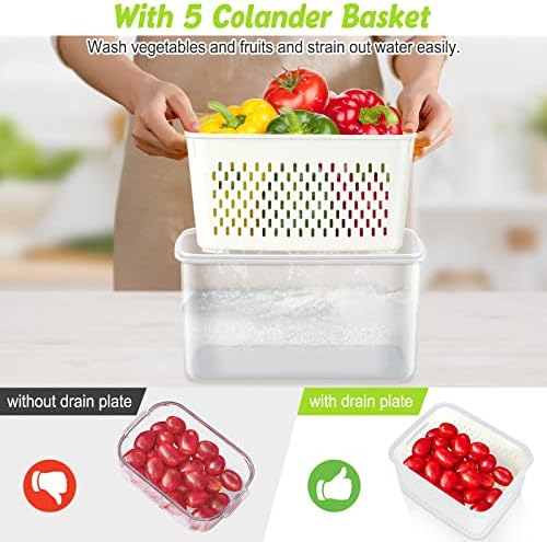 10 PS Fridge Food Plastic Storage Container with Colander - Image 6