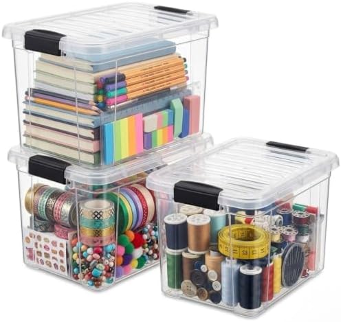 Superio 4.75 Quart Clear Plastic Storage Boxes with Lids, Stackable Organizer Containers, BPA-Free Storage Bins for Home, Office, School & Dorm, 3 Pack by Superio