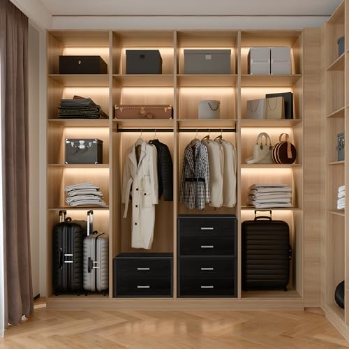 BOLUO Stackable Storage Drawers Closet Organizers and Storage Fabric 2 Drawer Dresser for Bedroom Office Black Modern - Image 4